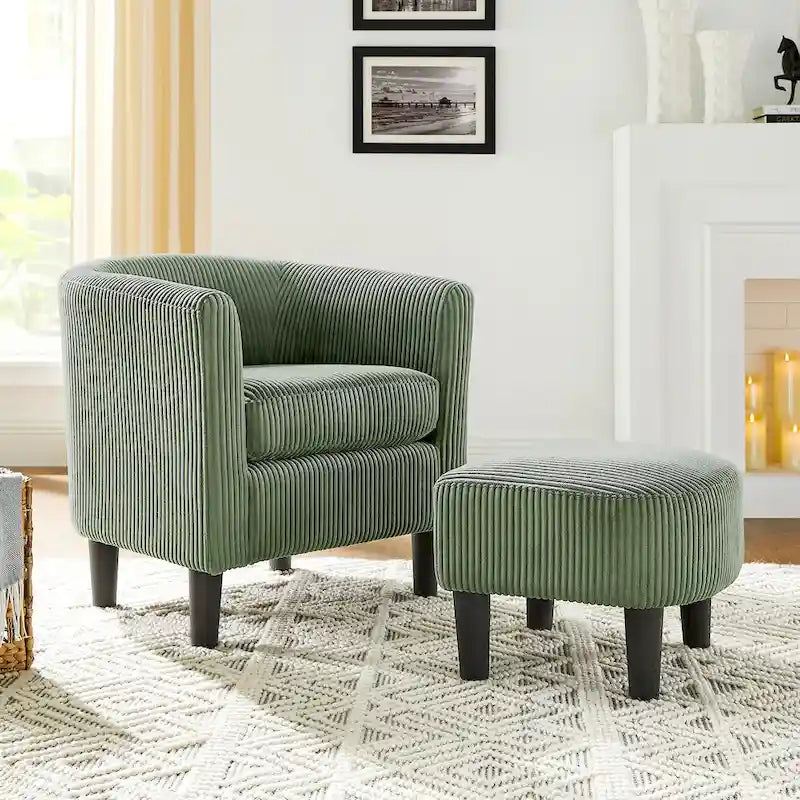 26.38 Corduroy Arm Chair with Ottoman
