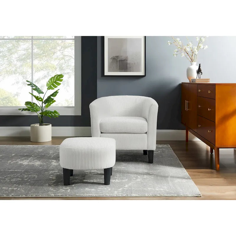 26.38 Corduroy Arm Chair with Ottoman
