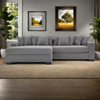 111 Corduroy L-Shaped Sectional Sofa with Convertible Chaise & Storage Arms