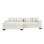 111 Corduroy L-Shaped Sectional Sofa with Convertible Chaise & Storage Arms