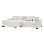 111 Corduroy L-Shaped Sectional Sofa with Convertible Chaise & Storage Arms