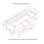 111 Corduroy L-Shaped Sectional Sofa with Convertible Chaise & Storage Arms