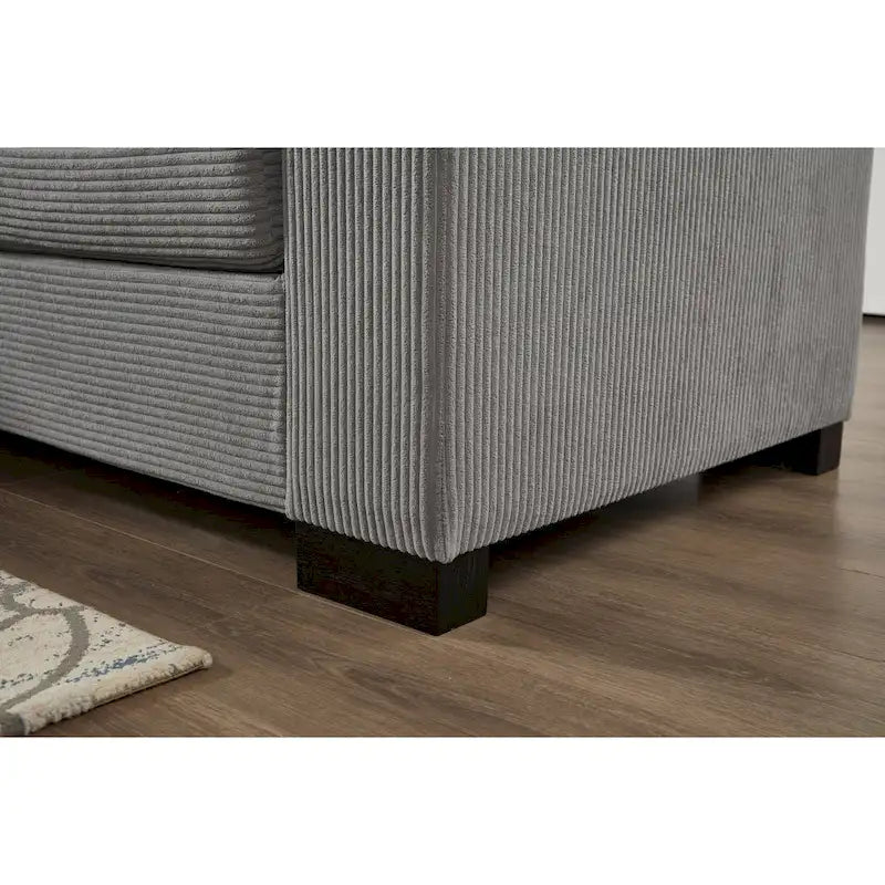 111 Corduroy L-Shaped Sectional Sofa with Convertible Chaise & Storage Arms