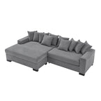 111 Corduroy L-Shaped Sectional Sofa with Convertible Chaise & Storage Arms
