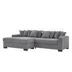 111 Corduroy L-Shaped Sectional Sofa with Convertible Chaise & Storage Arms
