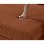 111 Corduroy L-Shaped Sectional Sofa with Convertible Chaise & Storage Arms