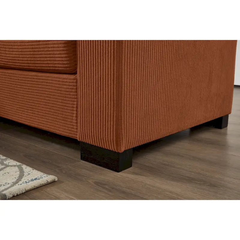 111 Corduroy L-Shaped Sectional Sofa with Convertible Chaise & Storage Arms