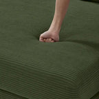 111 Corduroy L-Shaped Sectional Sofa with Convertible Chaise & Storage Arms