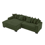 111 Corduroy L-Shaped Sectional Sofa with Convertible Chaise & Storage Arms