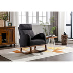 Modern 27 Upholstered Rocking Chair with Wood Legs and Side Pocket
