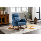 Modern 27 Upholstered Rocking Chair with Wood Legs and Side Pocket