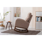 Modern 27 Upholstered Rocking Chair with Wood Legs and Side Pocket