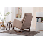 Modern 27 Upholstered Rocking Chair with Wood Legs and Side Pocket