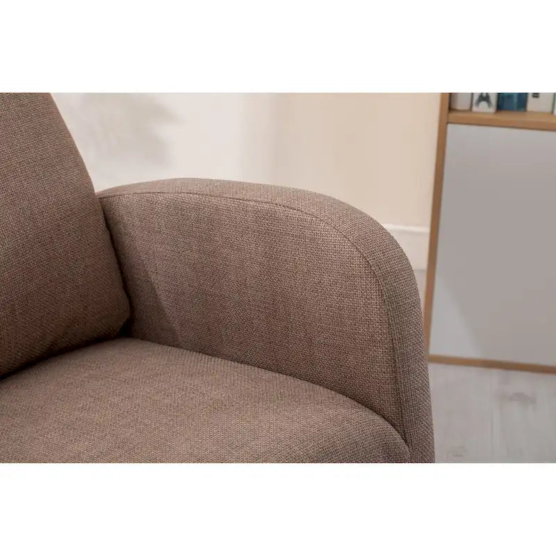 Modern 27 Upholstered Rocking Chair with Wood Legs and Side Pocket