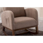 Modern 27 Upholstered Rocking Chair with Wood Legs and Side Pocket