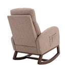 Modern 27 Upholstered Rocking Chair with Wood Legs and Side Pocket