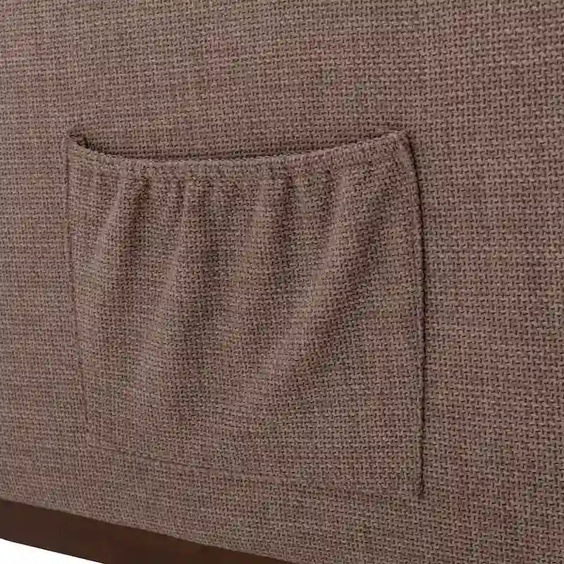 Modern 27 Upholstered Rocking Chair with Wood Legs and Side Pocket