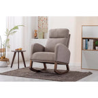 Modern 27 Upholstered Rocking Chair with Wood Legs and Side Pocket