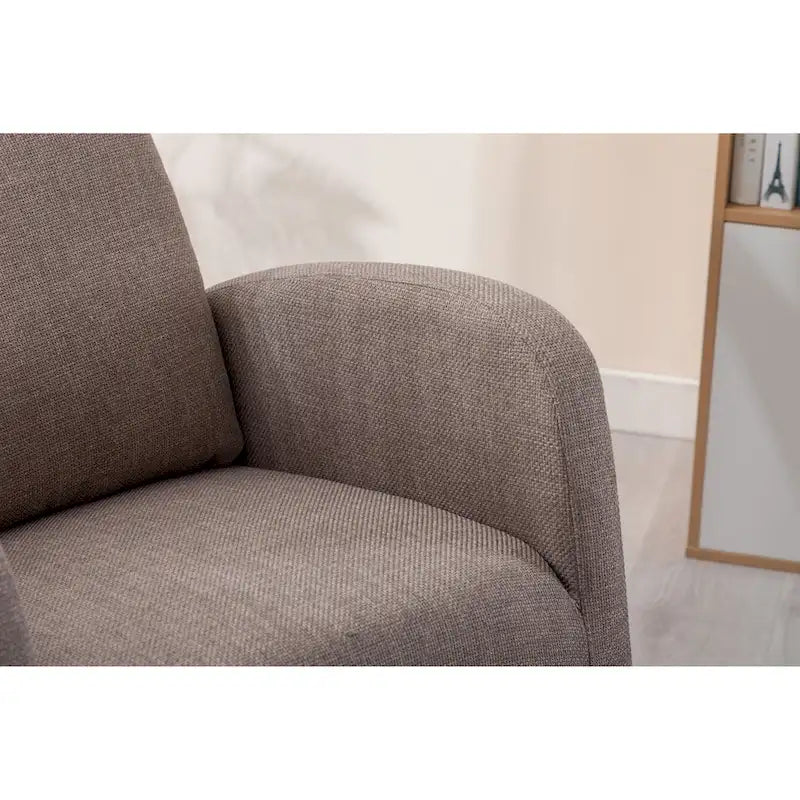 Modern 27 Upholstered Rocking Chair with Wood Legs and Side Pocket