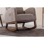 Modern 27 Upholstered Rocking Chair with Wood Legs and Side Pocket