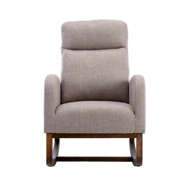 Modern 27 Upholstered Rocking Chair with Wood Legs and Side Pocket