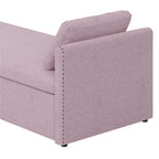 Modern 81.5 Linen Upholstered Chaise Lounger Daybed with Pillows and 2 Drawers for Living Room