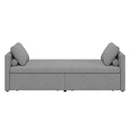 Modern 81.5 Linen Upholstered Chaise Lounger Daybed with Pillows and 2 Drawers for Living Room