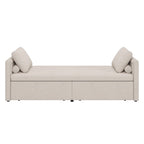 Modern 81.5 Linen Upholstered Chaise Lounger Daybed with Pillows and 2 Drawers for Living Room