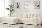 111 Corduroy L-Shaped Sectional Sofa with Left Chaise & 8 Pillows