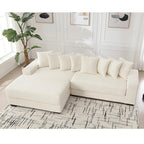 111 Corduroy L-Shaped Sectional Sofa with Left Chaise & 8 Pillows