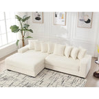 111 Corduroy L-Shaped Sectional Sofa with Left Chaise & 8 Pillows