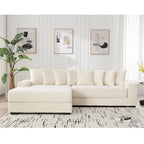 111 Corduroy L-Shaped Sectional Sofa with Left Chaise & 8 Pillows