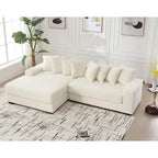 111 Corduroy L-Shaped Sectional Sofa with Left Chaise & 8 Pillows