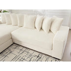 111 Corduroy L-Shaped Sectional Sofa with Left Chaise & 8 Pillows