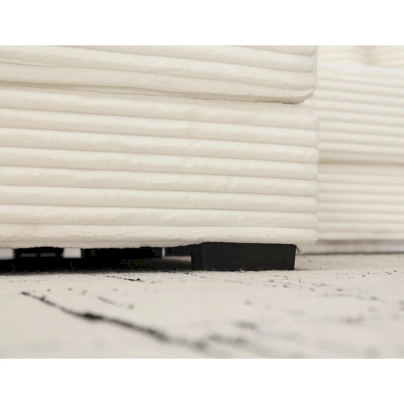 111 Corduroy L-Shaped Sectional Sofa with Left Chaise & 8 Pillows