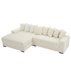 111 Corduroy L-Shaped Sectional Sofa with Left Chaise & 8 Pillows