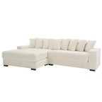 111 Corduroy L-Shaped Sectional Sofa with Left Chaise & 8 Pillows