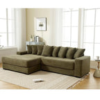 111 Corduroy L-Shaped Sectional Sofa with Left Chaise & 8 Pillows