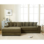 111 Corduroy L-Shaped Sectional Sofa with Left Chaise & 8 Pillows