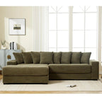 111 Corduroy L-Shaped Sectional Sofa with Left Chaise & 8 Pillows
