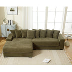 111 Corduroy L-Shaped Sectional Sofa with Left Chaise & 8 Pillows