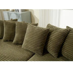 111 Corduroy L-Shaped Sectional Sofa with Left Chaise & 8 Pillows