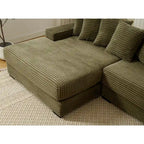 111 Corduroy L-Shaped Sectional Sofa with Left Chaise & 8 Pillows