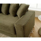 111 Corduroy L-Shaped Sectional Sofa with Left Chaise & 8 Pillows