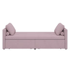 Pink Modern 81.5 Linen Upholstered Chaise Lounger Daybed with Pillows and 2 Drawers for Living Room