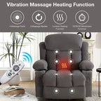 Grey Electric Power Lift Recliner featuring Heating, Massage, USB Port, Side Pockets, and Remote Control Functionality