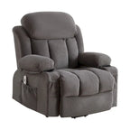 Grey Electric Power Lift Recliner featuring Heating, Massage, USB Port, Side Pockets, and Remote Control Functionality