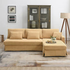 Yellow 87 L-Shaped 3-Seater Sofa with Reversible Chaise and 3 Cushions, Space-Saving Design for Living Room
