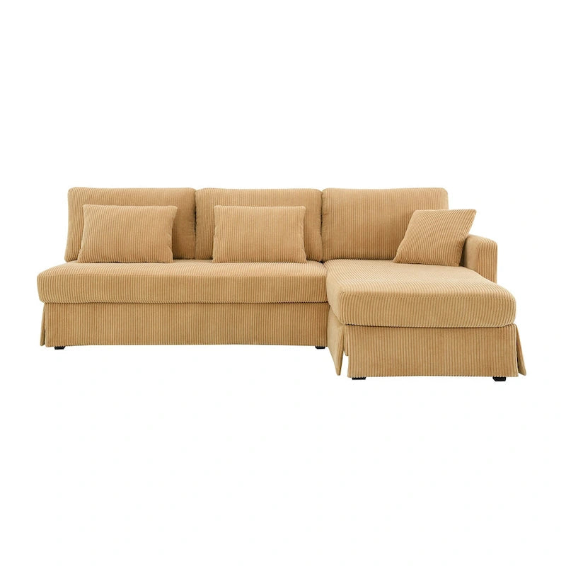 Yellow 87 L-Shaped 3-Seater Sofa with Reversible Chaise and 3 Cushions, Space-Saving Design for Living Room
