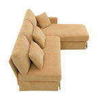 Yellow 87 L-Shaped 3-Seater Sofa with Reversible Chaise and 3 Cushions, Space-Saving Design for Living Room